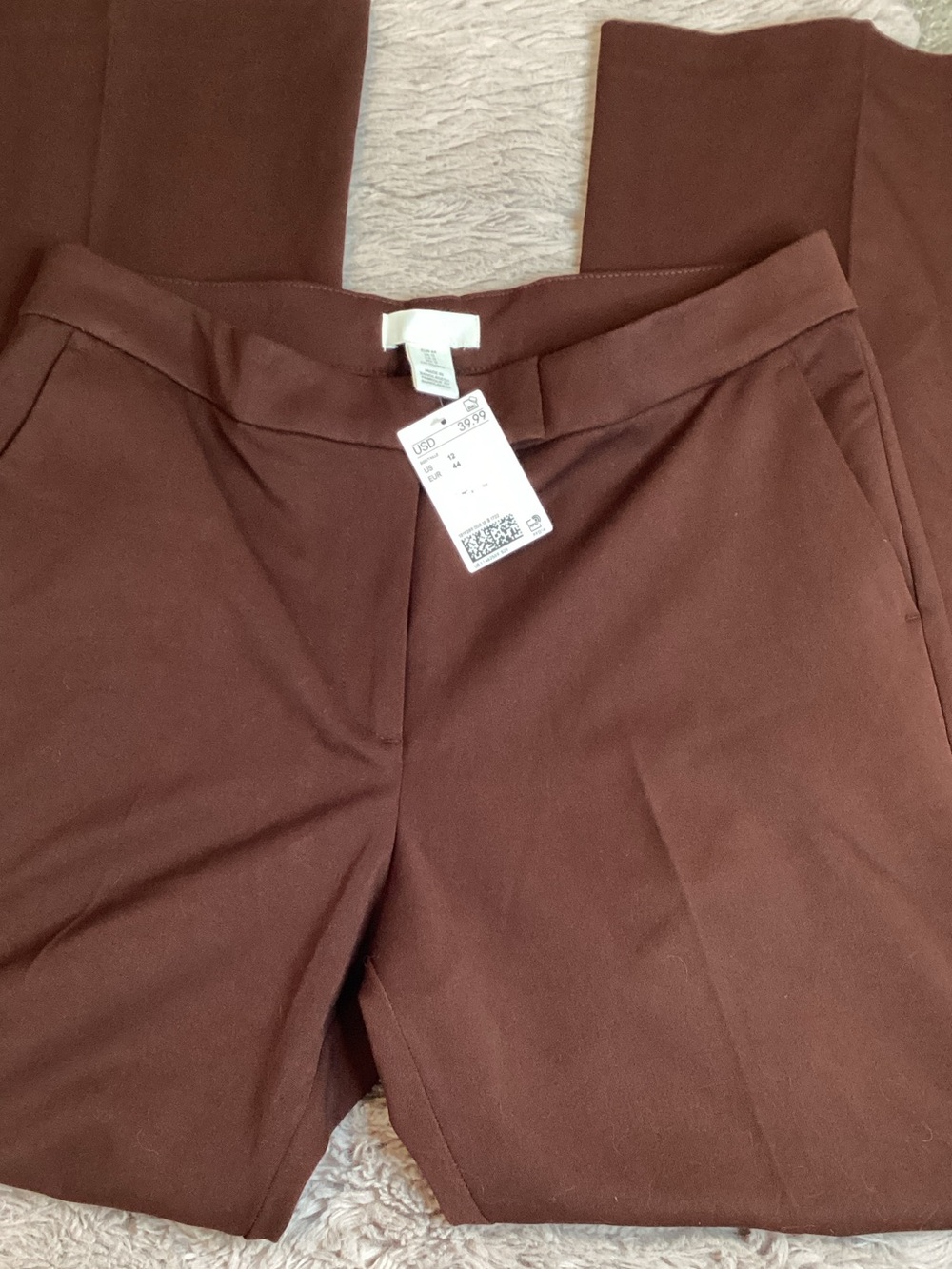 H&M Straight-Leg Pull-On Trousers in Chocolate Brown